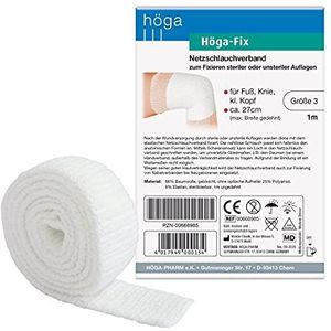 Höga Fix netslangverband, elastische slangverband voor het vastzetten van verbanden - Gr. 3-1 m, voor voet knie en hoofd, 2 stuks (1 stuk)