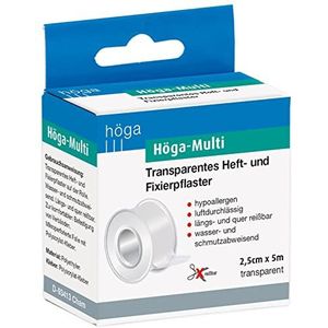 Höga - Multi, transparante hecht- en fixeerpleister - 2,5 cm x 5 m - 2 stuks (1 stuk)