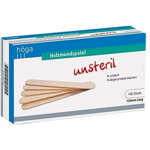 Houten mondstuk, 150 mm lang, niet-steriel, 100 stuks per verpakking, 3-pack