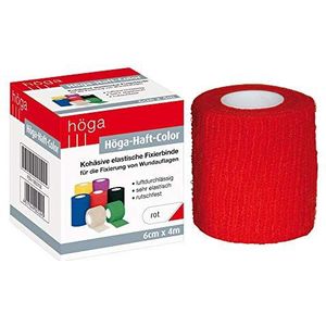 Hoogga-hecht-kleur rood 6 cm x 4 m uitgerekt, kokfeeve (zelfklevend) elastische fixeerbinding, 2-pack (2 x 1 stuks)