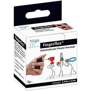 Fingerflex schwarz Zelfklevende pleisters, 2,5 cm x 4,5 m, elastisch, scheurvast, waterbestendig, latexvrij, 1 stuk