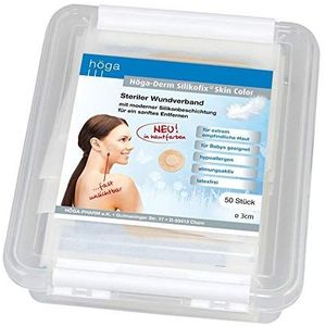 Höga-Derm Silikofix Skin Color diameter 3 cm, huidkleurige steriele wondverband met moderne siliconen coating voor zacht verwijderen, 50 stuks