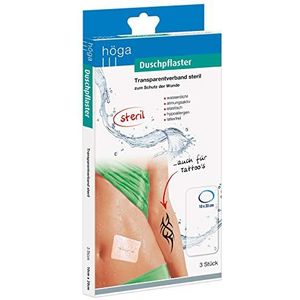 DUSCHPFLASTER, 10 cm x 20 cm stuk. Transparant verband steriel ter bescherming van de wond. 54 g, transparant, (Pack van 3)