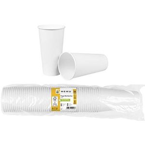 HEKU 30918: 50 witte papieren bekers 0,5 l blanco vezel met coating