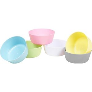 HEKU Set van 6 herbruikbare pastelkommen, diameter 12 cm, van polypropyleen, licht en robuust, vaatwasser- en magnetronbestendig, meerkleurig