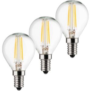 MÜLLER-LICHT Set van 3 retro LED druppelvorm vervangt 40 W, glas, E14, 4 W, zilver, 4,5 x 4,5 x 8 cm, 3 eenheden