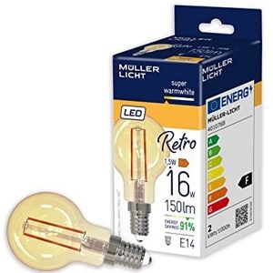 Müller-Licht 401076 LED-lamp Energielabel G (A - G) E14 Kogel 1.5 W = 16 W Warmwit 1 stuk(s)