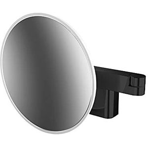 Emco EVO LED make-up spiegel met directe aansluiting - ronde cosmetische spiegel met wandverlichting - 5 vakken vergroting - zwart
