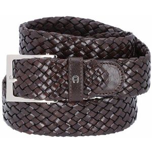 AIGNER Zakelijke Gevlochten Leren Riem ebony 110 cm