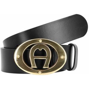 AIGNER Logo riem leer black 90 cm