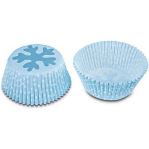 Papieren cupcake vormpjes blauwe sneeuwvlok, set van 50 - Städter