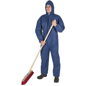 Kerbl 3482 Wegwerpoverall (blauw, maat XXXL, stof- en vuilbescherming, met capuchon, elastisch)