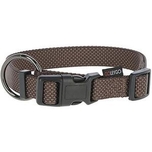 GOLEYGO Hondenriem plat + halsband, bruin, maat M 1,4-2 m, veilige magneetsluiting, incl. adapterpin, hondenriem voor kleine en grote honden tot 60 kg, maximale belasting 200 kg