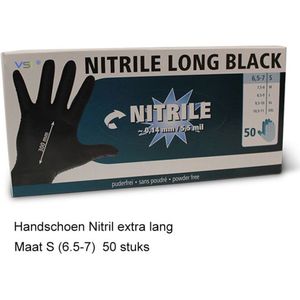 Handschoen Nitril Zwart 50-st XXL | extra lang