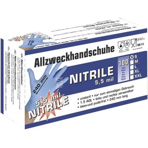 MM Eurotool Nitril Poedervrij Wegwerphandschoenen - 100 stuks Blauw - L