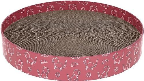 Kerbl Katzenkratzbett Circle aus Pappe (Katzenbett, pink, ¯34cm) 84441