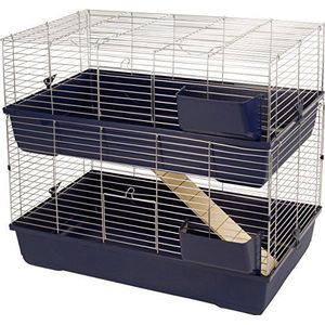 KERBL Kleine dierenkooi Maxi Baldo Twin, 2 niveaus, 100 x 53 x 86 cm voor kleine middelgrote dieren