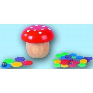 Jard 107020 - vlooienspel paddenstoel speelklassieker van hout met kunststof chips