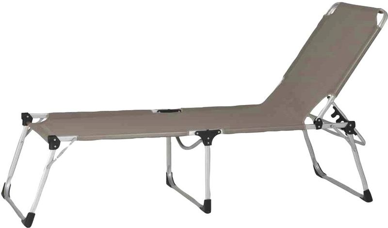 Alu-Dreibeinliege xxl Gestell Aluminium silber, Fläche Ranotex®-Gewebe taupe