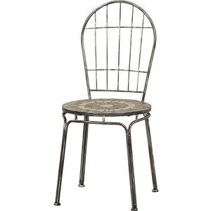 Siena Garden stapelstoel Felina, 43x43x94cm, frame: staal, zilver-zwart, oppervlak: keramiek in bont