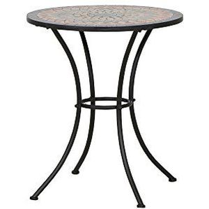 Siena Garden 380813 tafel Prato, Ø60x71cm, frame: staal, gepoedercoat in mat zwart, oppervlak: mozaïek, tafelblad: keramiek, meerkleurig