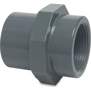 Mega Draadsok PVC-U 16/20 mm x 1/4"" lijmmof/spie x binnendraad 10bar grijs