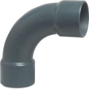 Mega Bocht 90° PVC-U 32 mm lijmmof 16bar grijs type handgevormd