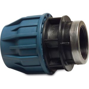 Jason Aansluitstuk PP 110 mm x 3"" knel x binnendraad 12.5bar zwart/blauw DVGW/KIWA/WRAS/SVGW
