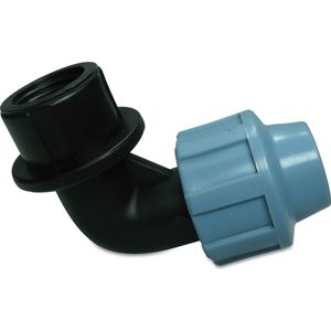 Unidelta Knie 90° PP 20 mm x 1/2"" knel x binnendraad 16bar zwart/blauw DVGW/KIWA/WRAS