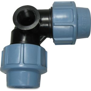 Unidelta Knie 90° PP 25 mm x 3/4"" knel x binnendraad 16bar zwart/blauw DVGW/KIWA/WRAS