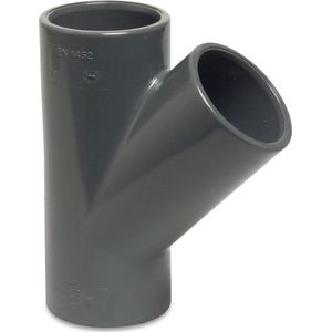 Mega T-stuk 45° PVC-U 75 mm lijmmof 10bar grijs
