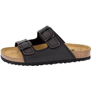 Lico - Bioline Man Soft - Gezondheidsslippers - Zwart - Gespsluiting - Leer en Rubber