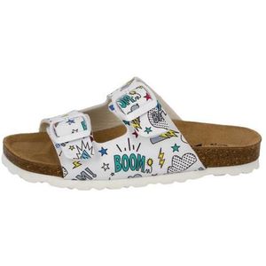 Lico - Bioline Zippy - Slippers - Wit - Gespsluiting - Leer binnenzool - Rubber loopzool