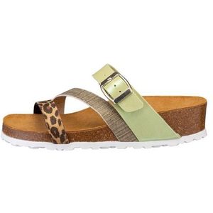 Gezondheidsslippers - Groen - Synthetisch - Gespsluiting - Leer Binnenzool - Rubber Loopzool