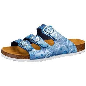 Gezondheidsslippers - Blauw - Synthetisch - Gespsluiting - Leer Binnenzool - Rubber Loopzool