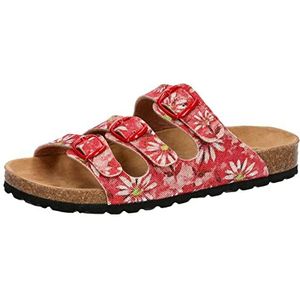 Lico Bioline Flower Vegan Pantoffels voor dames, rood, 38 EU