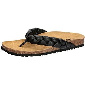 Lico Bioline gevlochten pantoffel voor dames, zwart., 36 EU