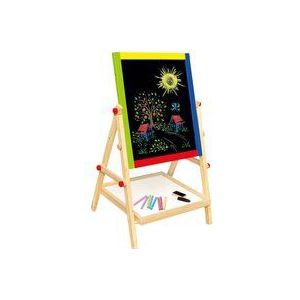 Bino world of toys schoolbord, krijtbord en whiteboard voor creatieve kinderen vanaf 3 jaar, kinderspeelgoed (omklapbaar staand kinderbord van hout; aan beide zijden beschilderbaar, incl. letters,