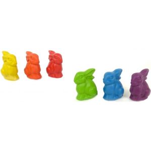ÖkoNORM - Waskrijtjes - Konijnen Figuurtjes - 6 Stuks - Heldere Kleuren