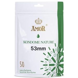 AMOR NATURE Premium Condooms, perfecte positionering en geschikte maat voor iedereen - Ã˜ 53 mm, Transparant, Verpakking van 50