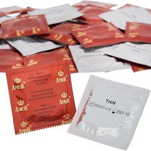 AMOR Thin Premium Condooms, dunne wanddikte 0,055 mm, Ã˜ 53 mm, verpakking van 100