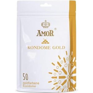 AMOR Gold Premium Condooms, Ø 53 mm Condooms Kleur Goud, Verpakking van 50