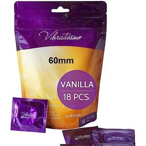 VIBRATISSIMO condooms XXL Vanilla 18-pack I Premium condooms met aroma I Condooms voor mannen I Vanille condooms met dunne wanddikte & geur I Condooms voelen uiterst dun en gevoelig I b=60mm