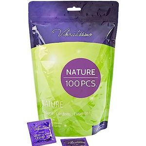 VIBRATISSIMO condooms Nature 100-pack I Premium condoombox extra vochtig I Condooms voor mannen I Dunne wanddikte & natuurlijke kleuren I Condooms met authentiek gevoel en ultra dun I b=53mm