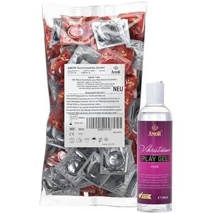 Set van 100 AMOR® ""dunne"" condooms van topkwaliteit 250 ml gel voor een zuiver gevoel