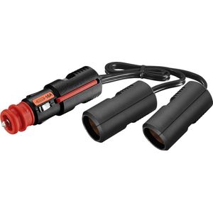 ProCar sigarettenaanstekerplug splitter met 2 12-24V poorten / zwart - 0,25 meter