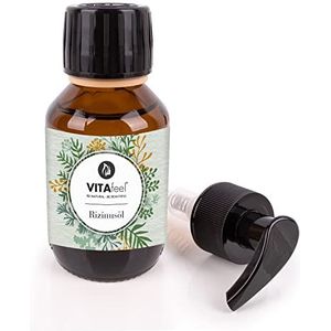 VitaFeel ricinusolie - 100% pure koudgeperste olie, inheemse Ph. Eur., 100 ml, wimperserum, haarolie, natuurlijke haarverzorging