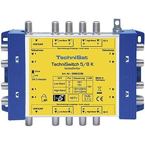 TechniSat Techniswitch 5/8 K, Kaskade Satelliet multiswitch cascade Ingangen (satelliet): 5 (4 satelliet / 1 terrestrisch) Aantal gebruikers: 8