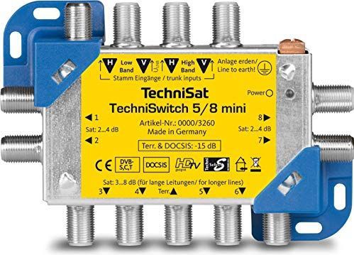 TechniSat TechniSwitch 5/8 mini (Multischakelaar), Satelliet accessoires, Geel, Blauw