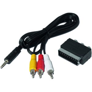 TechniSat RCA-jackplug / scart-adapter voor Technisat receiver (compatibel met DigiPal T2 HD en DigiPal T2 DVR, Digit S3 HD, Digit S3 DVR), zwart